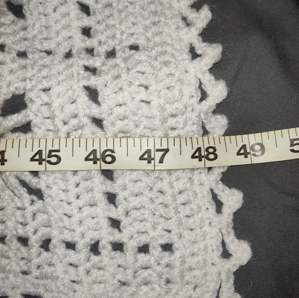 Hand Crocheted Lap Blanket 48x36 White Granny Square Throw Lightweight Handmade - Picture 4 of 4